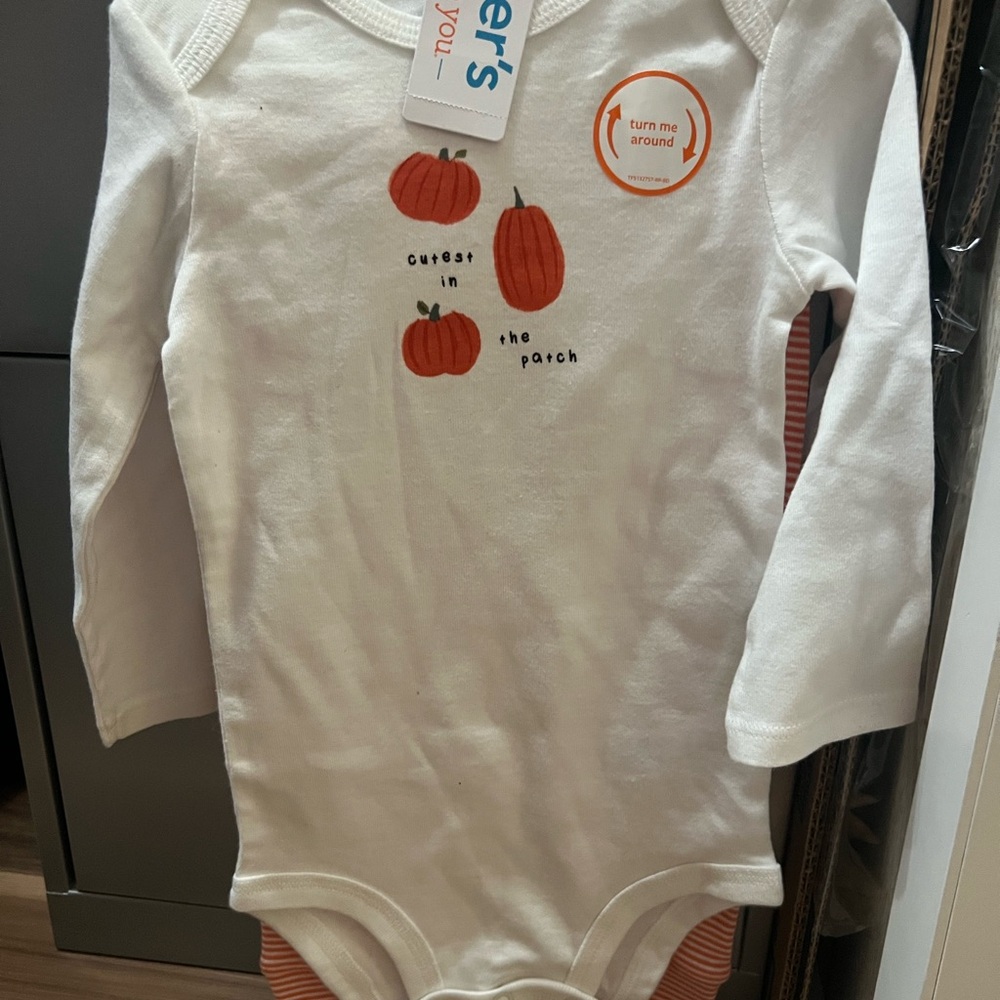 Carter's Cream and Orange Pumpkin Bodysuit